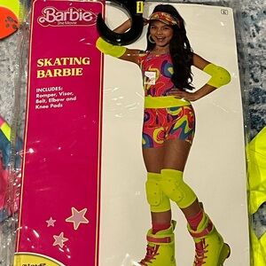 Kids Costume Barbie Skating Ensemble with Neon Pink and Yellow